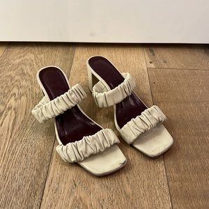 STAUD Frankie Ruched Leather Heels